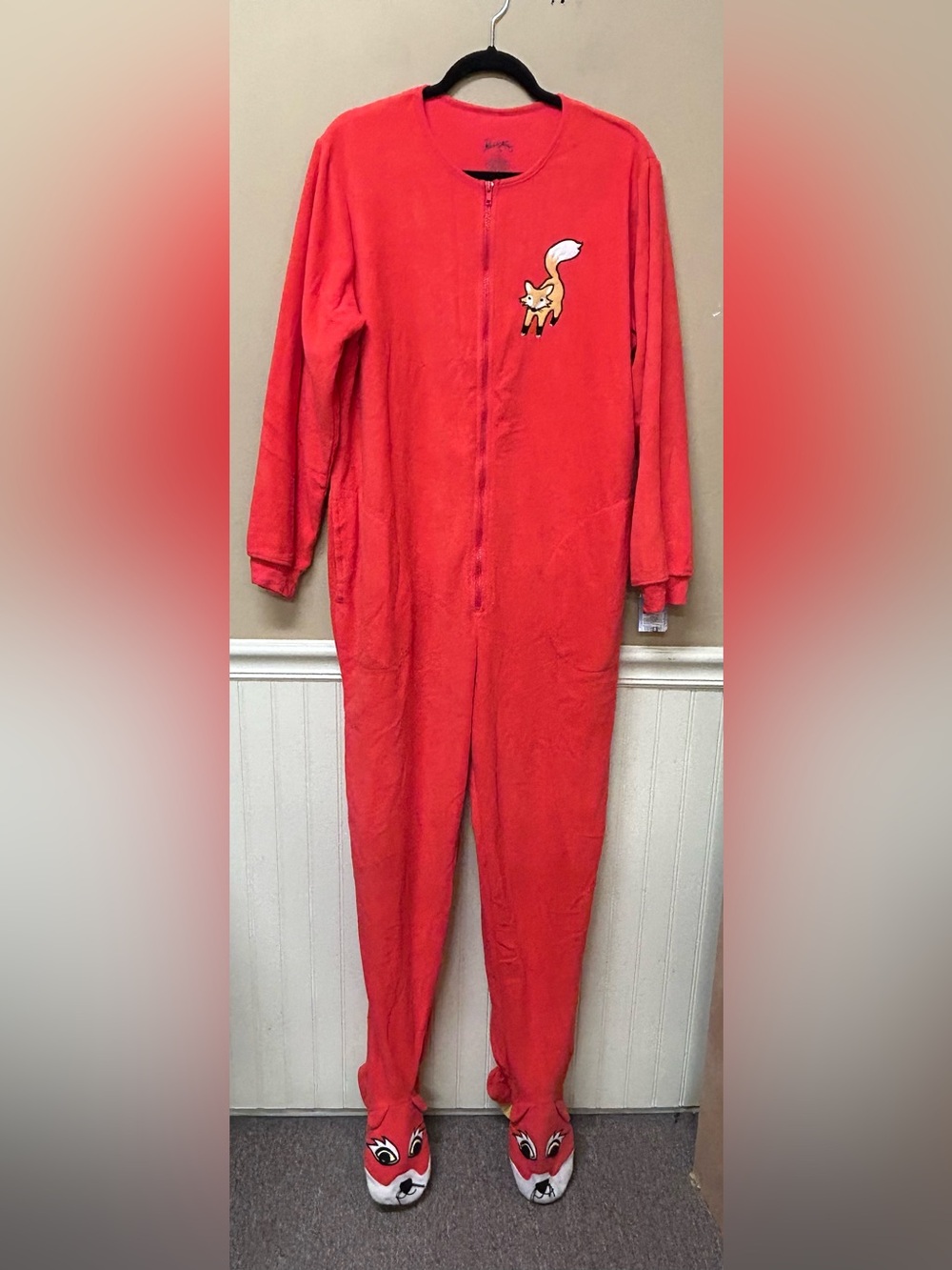 Nick & Nora Fox Footed Fleece Pajamas One Piece PJs Size XL Orange

New with tag